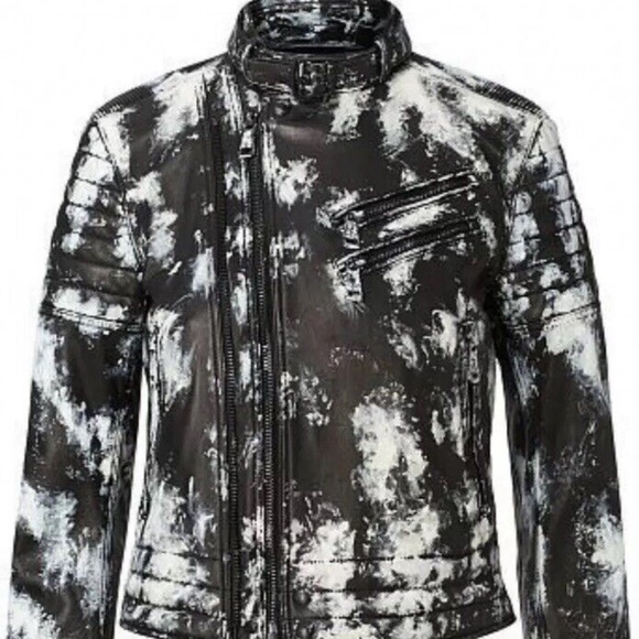 $1498 Polo Ralph Lauren Small Tie Dye Leather Jacket Painted Runway New - Picture 1 of 8